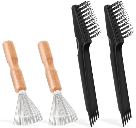 BOHUIZ 4 Stück Haarbürstenreiniger Set, Bürstenreiniger Haarbürste Haarbürsten Reiniger zum Entfernen Haaren von Bürsten Kämmen Badematten Teppichen