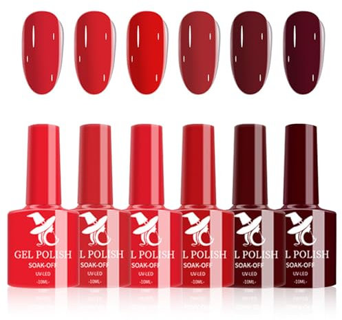 GZSYY UV Nagellack Gel Nagellack UV Rot 6PCS Gel Nail Polish UV Lack