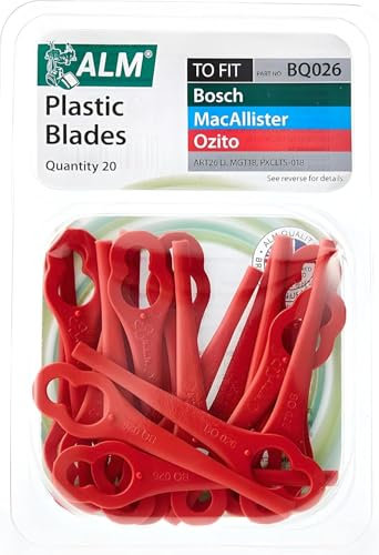 ASA® ALM Plastic Trimmer Blades - BQ026 - For Strimmer, Grass, Cutter - Bosch - Macallister - Pack of 20 - Red