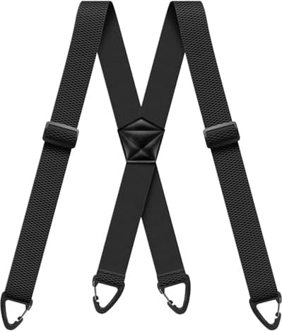Hidden Braces for Men 1.6 Inch Wide X Back Adjustable Elastic Men's Suspenders Under Clothing with 4 Snap Loop for Jeans Pants Black