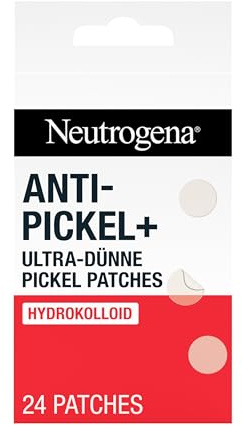 Neutrogena Anti-Pickel+ Ultra-Dünne Pickel Patches, 24 Stk | Anti-Pickel Patches, Hydrokolloid-Technologie,bekämpft Unreinheiten, reduziert Pickelgröße, schützt vor Pickelmalen