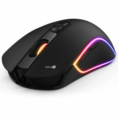 SIMPLETEK - Kit Mouse da Gaming USB e Tappetino Mousepad | Sensore Ottico - fino a 3600 DPI | RGB dinamico | Plug and Play