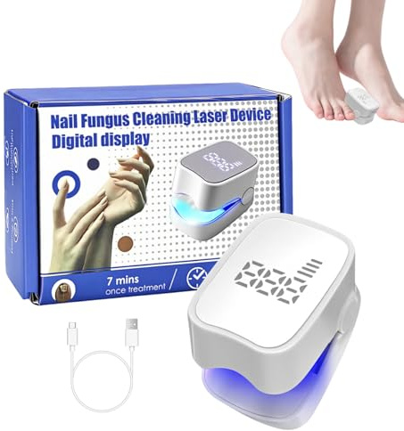 NiceBest Laser Uñas Hongos Pies, Blanco Dispositivo de Tratamiento Antifúngico de Uñas con Números LED, Hongos de Uñas de los Pies Limpieza para Onicomicosis y Uso Doméstico