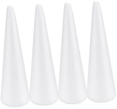 jojofuny 4 Stück Handgemachte Styroporkegel Weiße Schaumstoffkegel Selbstgemacht Bastelbedarf für Kinder Sicheres Material 30cm Kegel zum Schneiden und Dekorieren Kreative Bastelideen