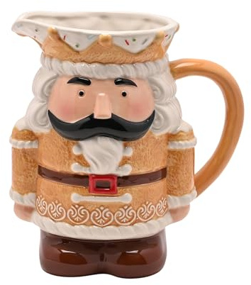 Widdop Santa & Friends Ceramic Gingerbread Nutcracker Jug – Large Festive Christmas Serving Jug – Decorative Ceramic Kitchenware Gift
