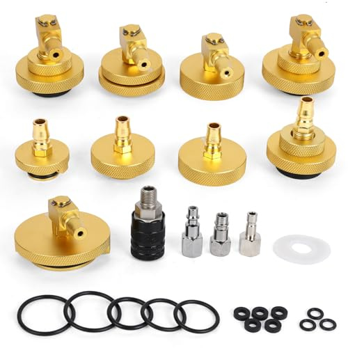 MRCARTOOL 10 Stück Autobremsblaser-Adapter-Set für F118/F109 Hauptzylinder-Adapter mit 9 Stück Bremsblasern und 1 Stück Schnellkupplung, Bremsanlage-Blaser-Werkzeugset für Ford Mazda Honda
