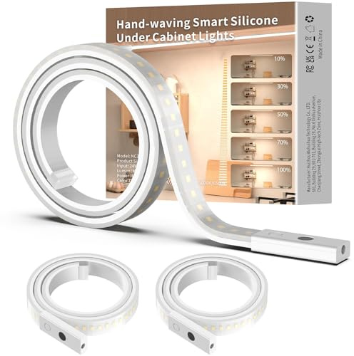 SIBI LIGHTING Dimmbar LED Unterbauleuchte, Flexibel Leiste Küche 1m 3Stück | 1090lm, Gestensensor, Selbstklebend, Flexibel Silikon, 24V Netzteil, LED Lichtleiste für Küche, Büro, Schlafzimmer