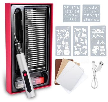 Appareil de gravure électrique pour verre et bois, kit de gravure sur verre, mini fraise avec 30 embouts, vitesse de rotation à 3 niveaux, stylo de gravure 10 W pour bricolage et artisanat, noir