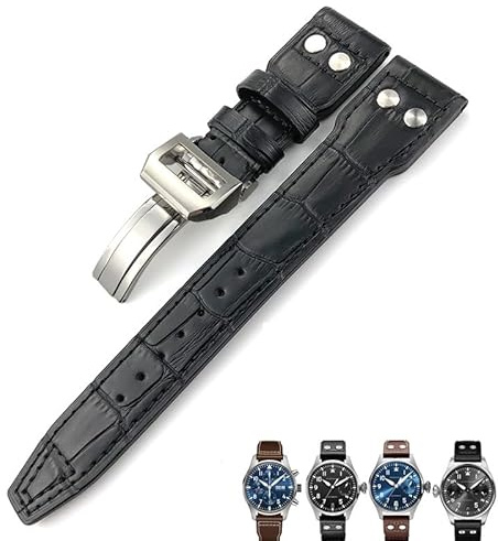 SAAWEE äkta läder kalvläder armband 21 mm 22 mm lämplig för IWC Big PILOT IW5009 IW5103 trådnagel klockarmband