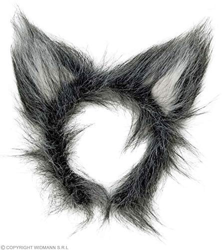 W WIDMANN MILANO Party Fashion 2324W – Haarreif Wolfs Ohren, aus Plüsch, Schwarz/Grau, Kostümzubehör, Accessoire, Werwolf, Motto Party, Karneval