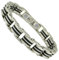 Black Stripe Magnet Gliederarmband Energetix 4you 2140 Magnetarmband schwarz silber Edelstahl Kautschuk XL/XXL (ca. 22 cm)