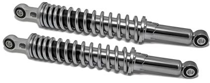 Stoßdämpfer/Federbeine 365mm für Kreidler Florett (Mofa, Moped Modelle) | Federbeine, Halteaugen Ø 12 mm oben, 10 mm unten, 5-fach verstellbar, chrom kompatibel mit Kreidler Florett LF Mofa