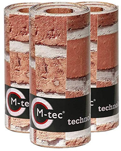 M-tec Print® Bedruckte PVC Zaunstreifen Backstein Mauer: Sichtschutzstreifen für 9 Reihen im Zaunfeld. inkl. 18 Klemmschienen