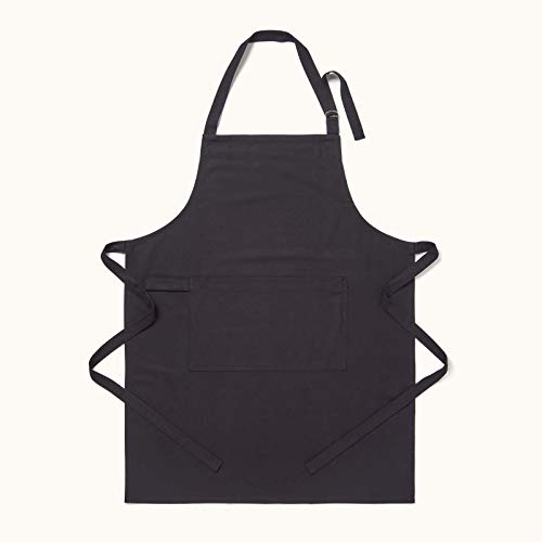 HOMESCAPES Plain Cotton Apron with Large Pocket and Adjustable Straps - 80 x 85 cm
