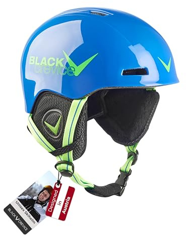 BLACK CREVICE Casque de Ski pour Enfants Stubai I Casque au Design Sportif en différentes Couleurs I Casque de Ski Anti-Chocs pour Filles & garçons I Casque de Ski (48-52, Bleu/Vert)