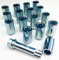 Alloy wheel nuts slim fit Tuner style, Zinc plated M12x1.5 (M12 x 1.5) Taper seat, 17mm hex Star Key. Set of 16 wheel nuts