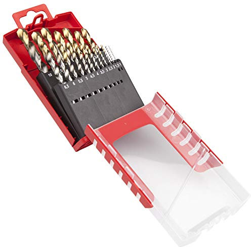 Dormer A087201 HSS High Speed Steel Jobber Drill Bit Set with 118 Degree Tin Tipped Split Point, Set of 19