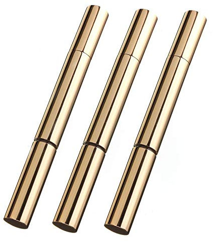 Rocutus Lot de 3 stylos vides rechargeables en plastique avec pinceau doré pour blanchiment des dents