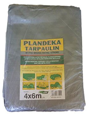 4 x 6 m EXTRA GRIS 110g / m2 Lona Hoja de tierra con anillos de metal Sombrilla Carpa para hamacas Cubierta impermeable portátil Paño Techo del automóvil Ligero para senderismo al aire libre Camping