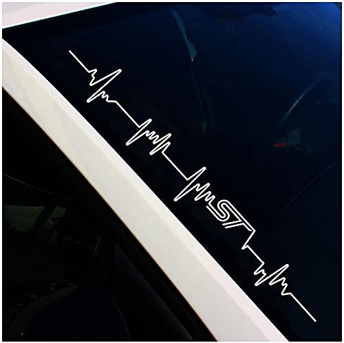 FS61 Frontscheibenaufkleber Herzschlag ST - Finest Folia (Weiß Matt, Außenklebend)