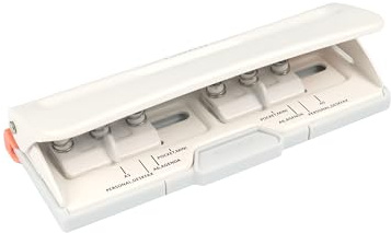 (White) - Bira Craft Adjustable 6 Hole Punch, Off White, 8 Sheet Capacity, Mini/Pocket / A4 / A5 / A6 / Agenda/Personal/Deskfax, Performance Guaranteed