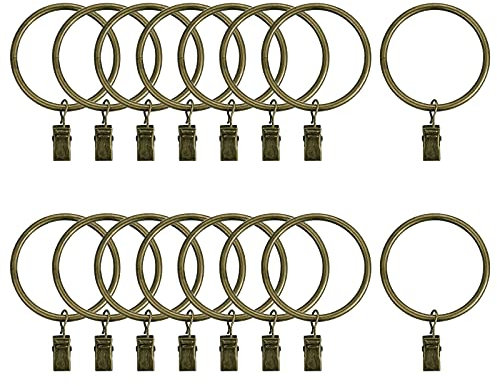 INCREWAY 16 Stücke Vintage Vorhangring, 50mm Eisen Vorhang Clip Gardinenringe mit Clip für Gardinenstangen bis 47 mm