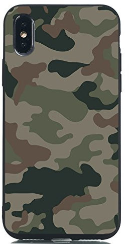 Everainy Kompatibel für iPhone XS/iPhone X Hülle Silikon Bumper Gummi Case Cover Hüllen Handyhülle Stoßfest TPU Stoßstange Schwarz Schutzhülle (Camouflage)