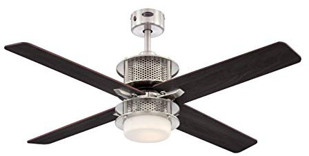 122 cm Deckenventilator Oscar von Westinghouse Lighting mit Beleuchtung und Fernbedienung, Ausführung in gebürstetem Nickel, inkl. dimmbare LED-Leuchte mit Opalmilchglas, Brushed Nickel