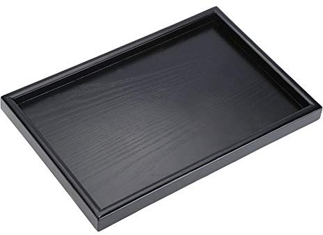 Bandeja con Forma de rectángulo Bandeja de té de Madera Maciza Negra Bandeja de café Cafetería Comida Bandeja de Servicio Multiusos para cafetería Restaurante Hotel Hogar Tienda(25 * 18 * 2cm)