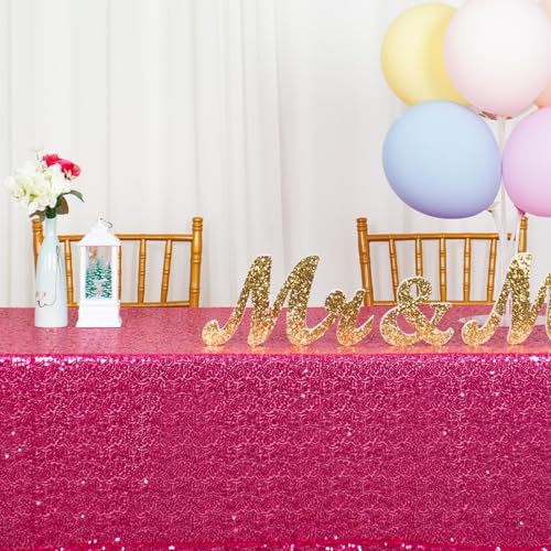 Nappes Nappe à Paillettes Rose Chaud Nappe Petit Rectangle 48x72 pouces Nappe de Séquence Décor de Mariage Nappe de Table en Lin Fuchsia pour les Parties Nappe de Noël (48x72 pouces, Rose Vif)