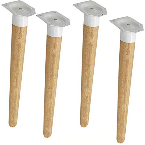 Holz Möbelfüße Tischbeine Möbelbeine Eiche,4 Stück Ersatz Tischfuß für Sofa/Couch/Lounge/Stuhl/Schreibtisch/Schrankfüße Schräge,sich verjüngende Standfüße,Höhe 30-80cm,mit Zubehör(65cm/25.6in)