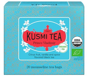 Kusmi Tea - Prince Wladimir Bio - Thé noir aromatisé agrumes, vanille et épices - Boîte thé de 20 sachets mousseline