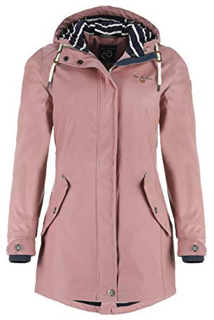 Dry Fashion Damen Regenmantel Kiel - Frauen Regenjacke Damen Jacke mit verstellbarer Kapuze Lang Winddicht Wasserdicht in Alt-Rosa Größe 40