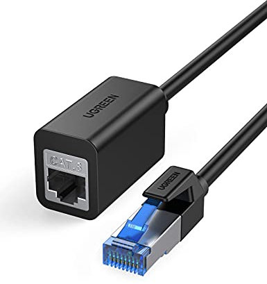 UGREEN Alargador Ethernet Cable de Red Hembra Macho, Adaptador RJ45 40Gbps Extensión Lan Cat 8/7/6/5, 0,5 Metros