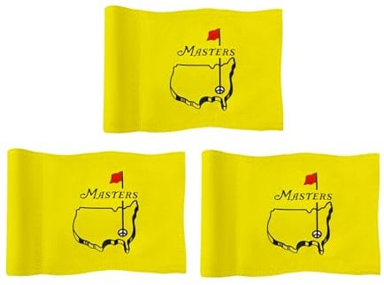 CoGolfing Augusta National Golf Flag Mini, 8x6 Inch, Double-Sided Silk-Screened, Fade-Resistant 420D Nylon, Ideal for Backyard Practice Putting Green, Yellow, 3-Pack