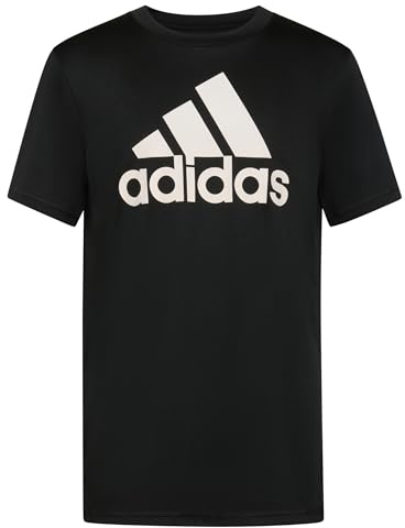 adidas boys Short Sleeve Aeroready Performance Logo Tee T-shirt T Shirt, Black, Large US