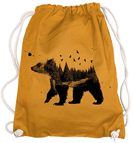 Ma2ca® - Waldbär Bear Wood Wald Wälder Gymsac Turnbeutel - Stoffbeutel Tasche Hipster Sportbeutel Rucksack Bedruckt Bär Natur