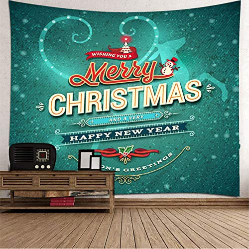 Banemi Bunte Wandteppich, Weihnachtsthema Frohe Weihnachten Grün Polyester Gobelin Coole Teenager 240X220cm