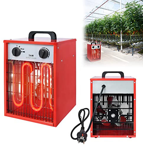 YRHome 3KW Heizlüfter Elektroheizer Heizgerät Elektroheizung Industrie 3 Heizstufen Elektroheizer Heizluefter Überlastschutz Thermostat Heizgebläse für Innenund Außeneinsatz 220-240V Netzspannung