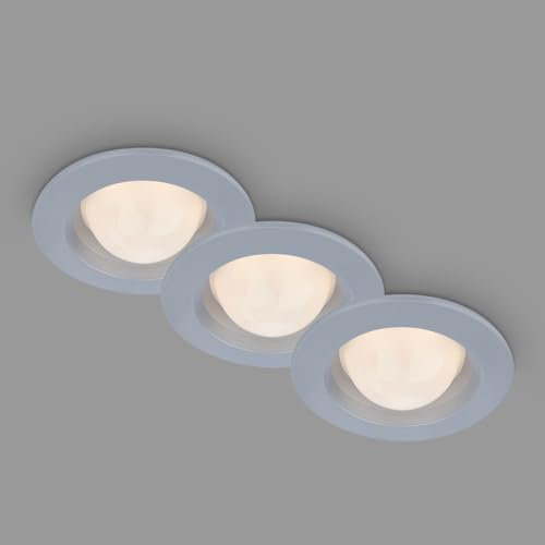 BRILONER Leuchten - LED Einbauleuchten mit kugelförmigen LED Modul, Einbaulampen 3er Set, je 3 Watt, warmweißes Licht, Spritzwasserschutz, Chrom-Matt, 95x36 mm (DxH), 7056-034