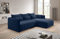 Furnix Ecksofa Yalta mit Schlaffunktion und Bettkasten - Couch L-Form Sofa mit Kissen - Stellfüße in Chromoptik - B245 x H83 x T182 cm, Liegefläche: 147 x 232 cm - MH77 (Dunkelblau)