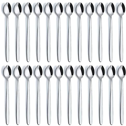 Latte Spoons, Funnydin 24 Pieces Coffee Spoons Set (8.3 Inch), Dishwasher Safe, Teaspoons, Latte Spoons, Dessert Spoons, Coffee Spoons, Sundae Spoons and Long Teaspoons for Kitchen and Home