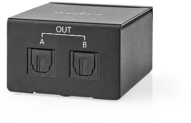 Nedis Digital Optical 2-Way Audio Splitter, Toslink Signal Converter, Supports S/PDIF LPCM DTS