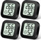 Flintronic Mini LCD Thermometer, 4 Stück Digital Thermometer Innen, Hygrometer Innen, Thermometer Hygrometer, Kabelloses, Luftfeuchtigkeit Meter für Babyzimmer Wohnzimmer Büro Gewächshaus(Schwarz)