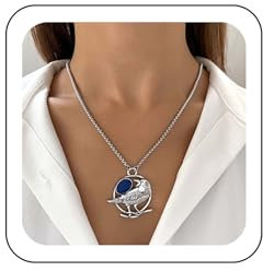 Wendalern Edelstein Vogel Halskette Silber Kasten Kette Krähe Halskette Blau Kristall Rabe Anhänger Halskette Vintage Saphir Tier Clavicle Halskette Kettenschmuck Für Frauen Mädchen