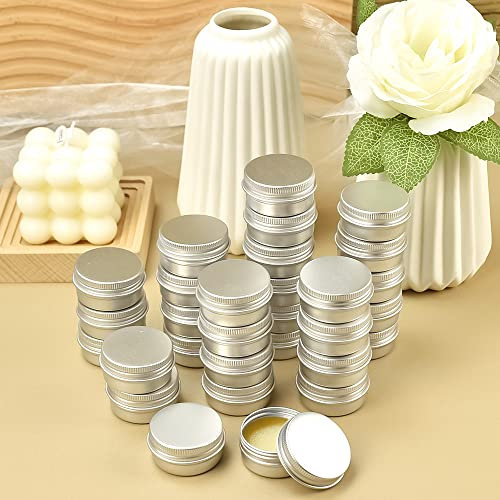 KBNIAN 30Pcs Aluminium Tins Jars, Empty Cosmetics Container Pots Travel Sample Pots Round Cans with Screw Lids for DIY Crafts, Cosmetics, Salve, Candle, Lip Balm, Travel Storage (15ml)