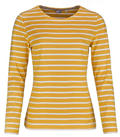 modAS Damen Shirt Streifenshirt 1/1-Arm - Ringelshirt Langarmshirt Damen Gestreift - Longsleeve Shirt mit Streifen aus Baumwolle in Blau/Weiß Größe 48