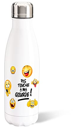 Bouteille d’Eau 500ml Aluminium Gourde Réutilisable Ecologique avec Bouchon Vissé. Idée Cadeau Original Humour pour Enfant Homme Femme pour Sport Voyage Ecole Bureau Anniversaire Noël