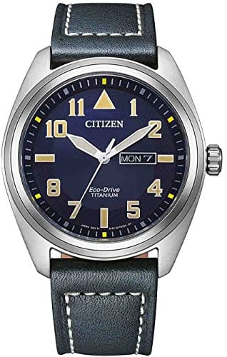 CITIZEN Herren Analog Quarz Uhr mit Leder Armband BM8560-45LE