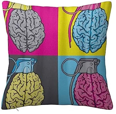 Überwurf Kissen Fall Quadratisch Kissenbezug,Pop Art Gehirnbombe Bunt,Home Dekorative Sofa Sessel Schlafzimmer Wohnzimmer 45x 45cm